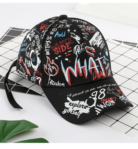 2022 new Fashion Graffiti printing Baseball Cap Outdoor cotton Shade Hat men women Summer Caps adjustable Letter Cool hat ► Photo 1/6