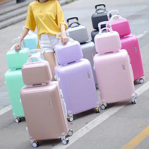 ABS+PC luggage set travel suitcase on wheels Trolley luggage carry on cabin suitcase Women bag Rolling luggage spinner wheel ► Photo 1/6