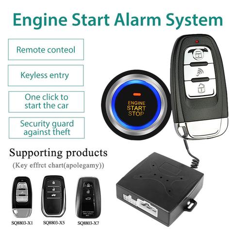 Car Engine Start Stop Push Button Remote Alarm System Smart Keyless Entry Starter Auto Ignition Starter Work With DC 12V Car ► Photo 1/6