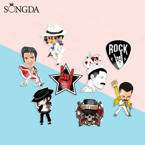 Freddie Mercury Band Photo Brooches Pins Acrylic Elvis Queen Band Rock Singer Cool Gesture Photo Lapel Pin Badge For Fans Gifts ► Photo 1/6