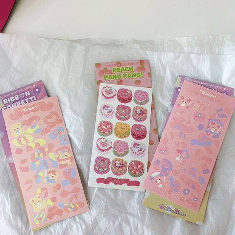 Korean Ins Pink Cute Stickers Cartoon Bear Rabbit Cake Post It Girl Mobile Phone Notebook Stationery Kawaii Decorative Sticker ► Photo 1/5
