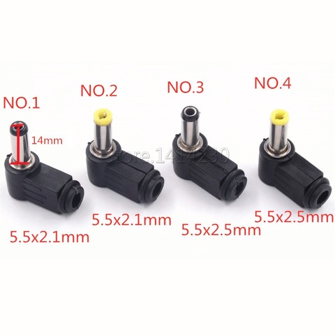 Hot Sale Jack Adapter 90 Degree Male 5.5x2.1mm 5.5x2.5mm length 14mm DC Power Male Plug ► Photo 1/6