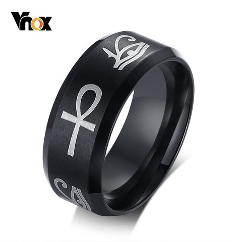 Vnox Stainless Steel Egypt Eye of Horus Ankh Cross Rings for Men US Size 7-12 ► Photo 1/6