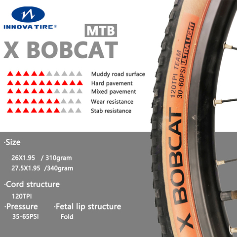 Ultralight 26*1.95 27.5*1.95 29*1.95 MTB Bike Tires 120 tpi mountain bike tire bicycle tyre 26 inch cycling tyres INNOVA BOBCAT ► Photo 1/1