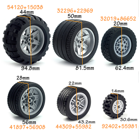 2-4PCS MOC Technic Tire Wheel Cross Hole 32022+86652 44309 56145 Technic Parts Toy for Children Car Truck Accessory ► Photo 1/6