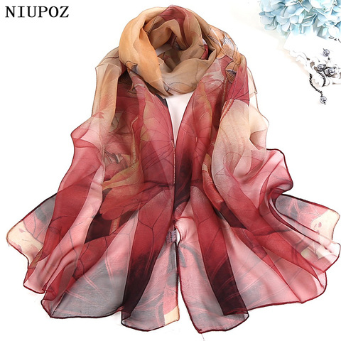 Multiple Colour Gradient Color Rose Flower Chiffon Georgette Scarf Women Foulard Lotus leaf Long Shawl Summer Bandana Elegant ► Photo 1/6