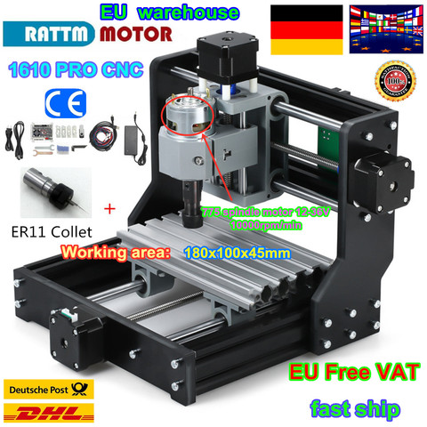 EU Free VAT GRBL control DIY mini CNC machine 1610Pro CNC working area 180x100x45mm 3 Axis Pcb Milling machine,Wood Router ► Photo 1/6