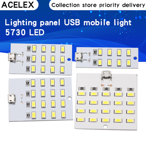 1PCS high quality 5730 smd 5V 430mA~470mA White Mirco Usb 5730 LED lighting panel USB mobile light Emergency light night light ► Photo 1/6