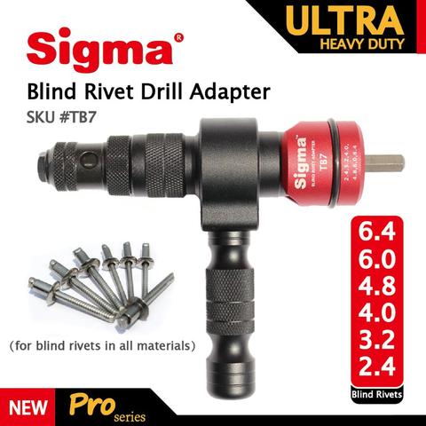 Sigma #TB7 ULTRA HEAVY DUTY Blind Pop Rivet Drill Adapter Cordless or Electric power drill adaptor alternative air rivet gun ► Photo 1/4