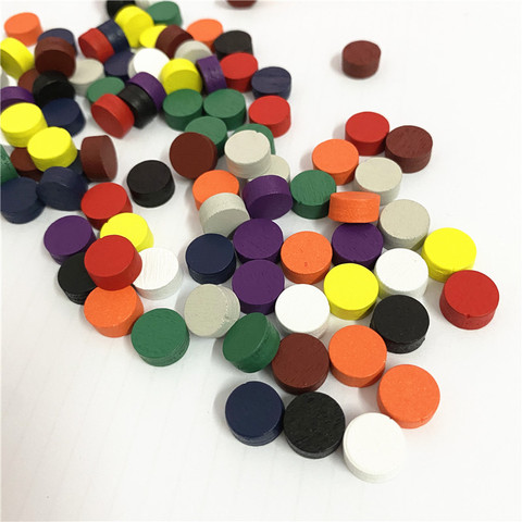 100Pcs Diameter 10*5MM 10 Colors Pawn Wooden Game Pieces Colorful Pawn/Chess For Board Game/Educational Games Accessories ► Photo 1/6