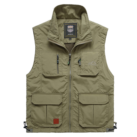 Waistcoat Vest Jacket Men Multi-Pocket Classic Male Sleeveless