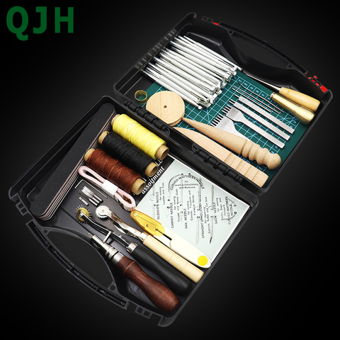 DIY Professional Leather Craft Tools Kit Hand Sewing Stitching Punch Carving Work Saddle Groover Set Accessories DIY Tool box ► Photo 1/6