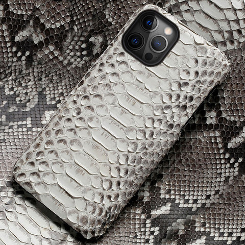 Genuine Python Leather Phone Case For iPhone 12 Pro Max 12 Mini 11 Pro Max X XS Max XR 5 6 6s 7 8 Plus SE 2022 Snakeskin Cover ► Photo 1/6