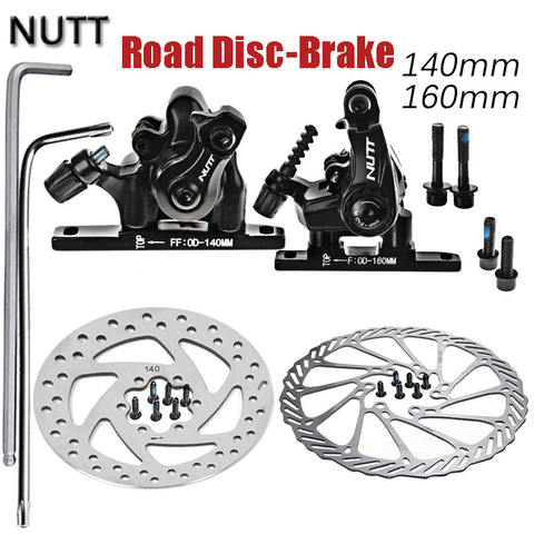 NUTT Road Bike Disc Brake Caliper 140 160 mm Double Mechanical Line Pull Flat Front Rear Clamp Set G2 Rotors Disk Bicycle Parts ► Photo 1/6