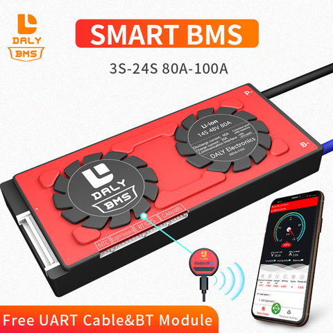 DALY Smart BMS 3S ~ 24S Li-ion LifePO4 LTO Battery Protection Board 80A 100A 8S 10S 12S 13S 14S 16S 17s 20s With Bluetooth App ► Photo 1/6