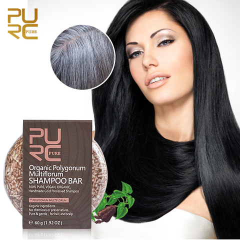 Darkening Shampoo Mini Polygonum Black White Hair Shampoo Soap Anti Falling Off Solid Bar Growth Hair Color Treatment 60g ► Photo 1/6