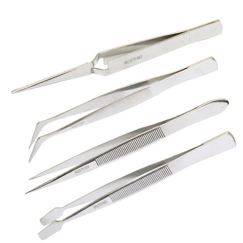 Pro'sKit 4pcs/lot Stainless Steel Tweezers Pointed Elbow Reverse Tweezers Clip For Precision Parts Picking Assembly Repair Tools ► Photo 1/6