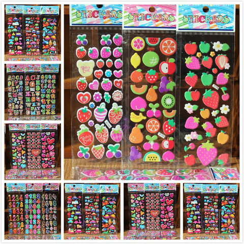 10 Sheets/lot 3D Puffy Bubble Stickers Mixed Cartoon Cars Waterpoof DIY Children Kids Boy Girl Toys for children ► Photo 1/5