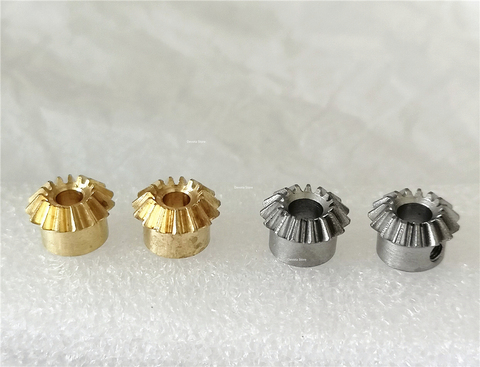 2PCS 1:1 Bevel gear 0.8M 15T 3 4 5 6 mm 6.35mm Bore hole diameter M3  jackscrew Brass bevel gear ► Photo 1/6