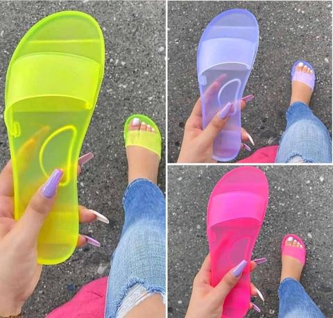 New Women Jelly Slippers  Ladies Candy Slides Summer Beach Slippers  Plus Size Women Shoes ► Photo 1/6