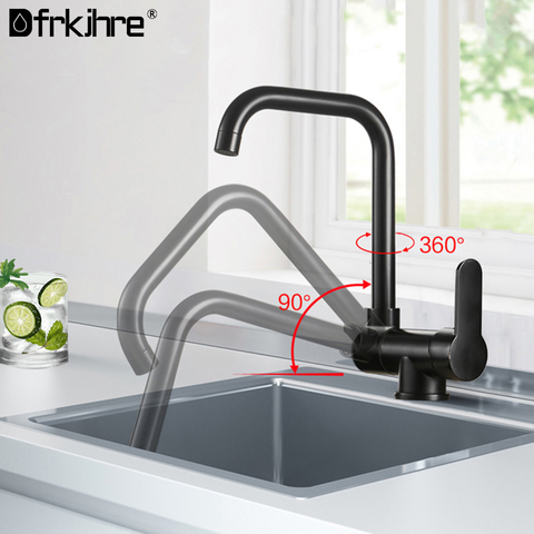 Kitchen Faucet 304 Stainless Steel Single Handle Hot And Cold Water Household Folding Tap Sink Basin Short Faucet Black Gold ► Photo 1/6