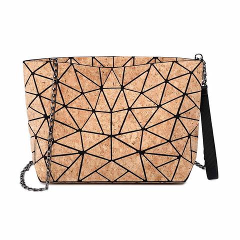 W639 KANDRA Chain Diamond Geometric Cork Shoulder Bag Deformation Bucket Bag Women Totes Irregular Folding Crossbody Bag Bolsas ► Photo 1/6