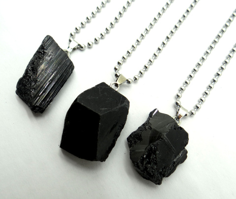wholesale natural black tourmaline tourmaline repair ore can be used charm pendant for diy jewelry making necklace Accessories ► Photo 1/6
