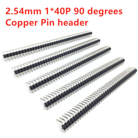 10pcs 1x 40 Pin 2.54 mm Right Angle Single Row Pin Header Male 90 degrees Needle Connector ► Photo 1/4
