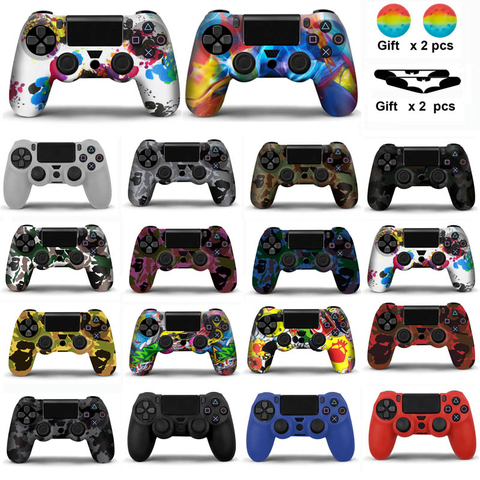 Silicone Case Cover For Sony PS4 Controller  For PS4 Gamepads joystick with 2 thumbsticks Grips Cap ► Photo 1/6