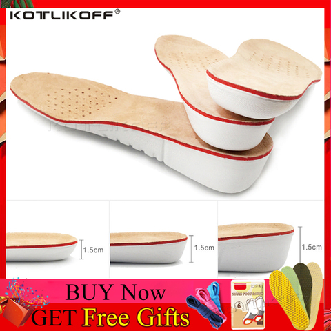KOTLIKOFF Height Increase Insole 1.5/2.5/3.5cm Head layer Pigskin Absorb Sweat Insoles For Growth Soles Orthopedic Shoe Pad Lift ► Photo 1/6