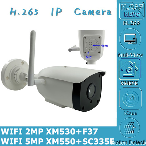 WIFI Wireless 5MP 2MP 2592*1944 IP Bullet Camera Two-Way Audio MIC Speaker NightVision IRC RTSP P2P Mobile 8-128G Mini SD Card ► Photo 1/1