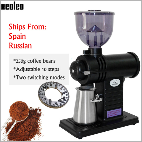 Xeoleo Electric filter coffee machine Ghost teeth Burr grinder 200W Coffee miller Coffee mill machine 10 steps Black/Pink/Yellow ► Photo 1/6