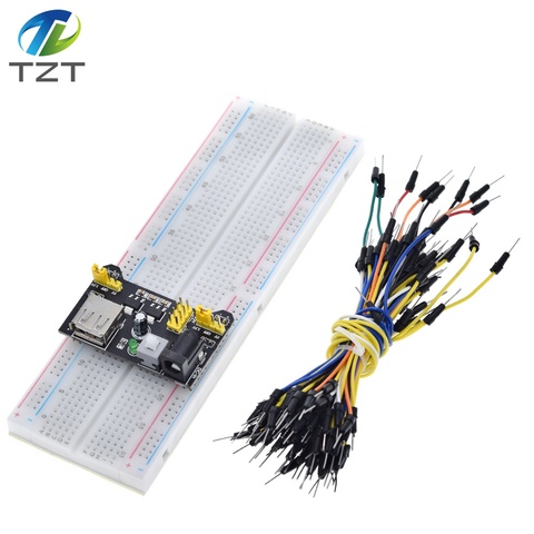 TZT MB102 Breadboard Power Module+MB-102 830 Points Solderless Prototype Bread Board kit +65 Flexible Jumper Wires ► Photo 1/6