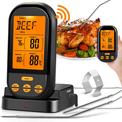 New Wireless Digital Meat Thermometers Remote Cooking Food Barbecue Grill Thermometer With Dual Probe For Oven Smoker Grill BBQ ► Photo 1/6