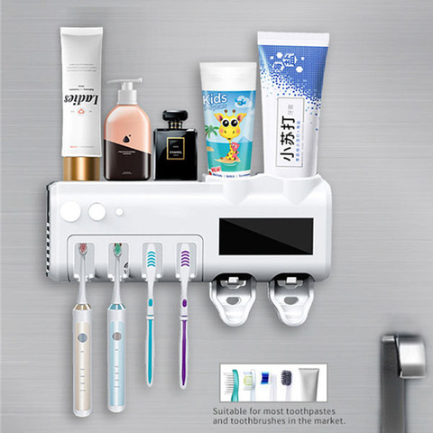 Home Automatic Ultraviolet Toothbrush Sterilizer Solar Energy UV Light Toothbrush Holder With Toothpaste Squeezing Dispenser ► Photo 1/6