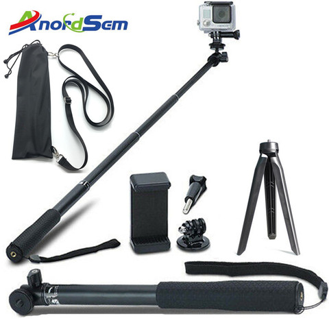 Anordsem Accessories Extendable Selfie Stick Monopod Mount Tripod for GoPro Hero 8 7 6 5 4 sj DJI Action Cameras For XiaomiYI 4K ► Photo 1/6