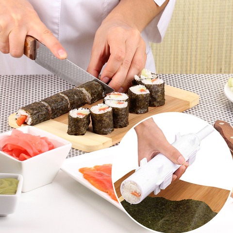 Newest Quick DIY Sushi Maker Set Machine Rice Mold Bazooka Roller