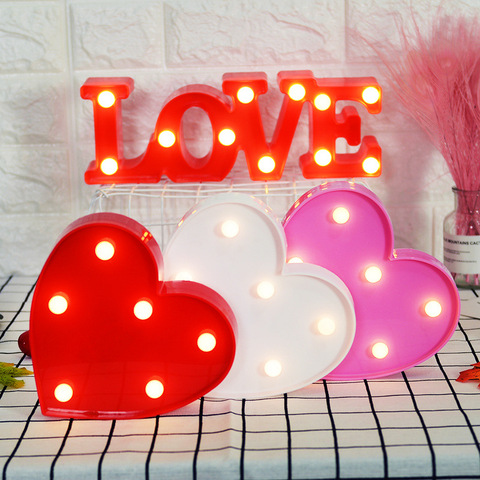 3D Love Heart Marquee Letter Lamps Indoor Christmas Decorative Lamps LED Night Light Wedding Decor Romantic Valentine's Day Gift ► Photo 1/6