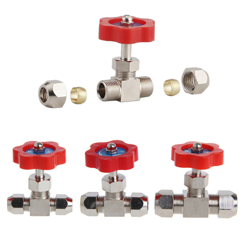 Durable Tube Nickel-Plated Brass Plug Needle Valve OD 6mm/8mm/10mm ► Photo 1/6