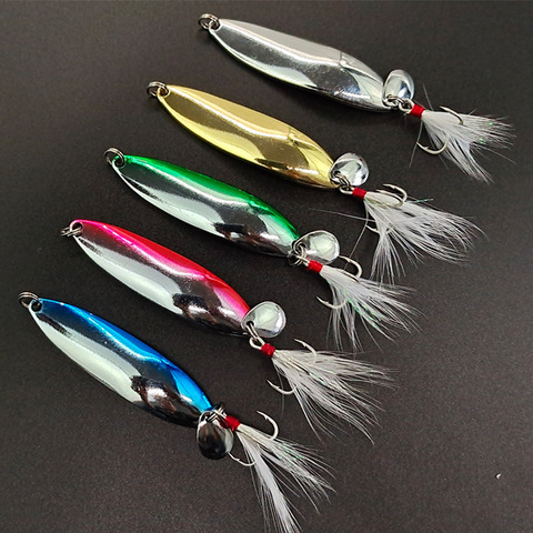 News Pink Blue Fishing Lure Metal Jig Fishing Spinner Spoon Bait Winter Sea Ice Fishing Hard Lure Tackle Squid Artificial Bait ► Photo 1/6