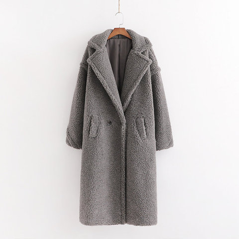 Autumn Winter Women Gray Teddy Coat Stylish Female Thick Warm Cashmere Jacket Casual Girls Streetwear ► Photo 1/2