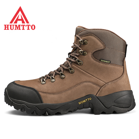 HUMTTO Brand Designer Winter Boots for Men Genuine Leather Fashion Casual Mens Waterproof Ankle Boots Safety Work Platform Shoes ► Photo 1/6