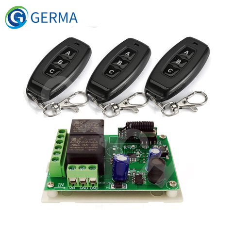 GERMA RF 433Mhz Universal Remote Control DC 6V 12V 24V 2CH Relay Module Receiver controllor Switch for motor lamp LED door ► Photo 1/6