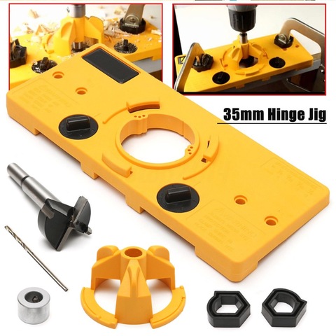 Binoax 35MM Cup Style Concealed Hinge Jig Drill Guide Set Door Boring Hole Template&Bit Woodworking Tools Accessories ► Photo 1/4