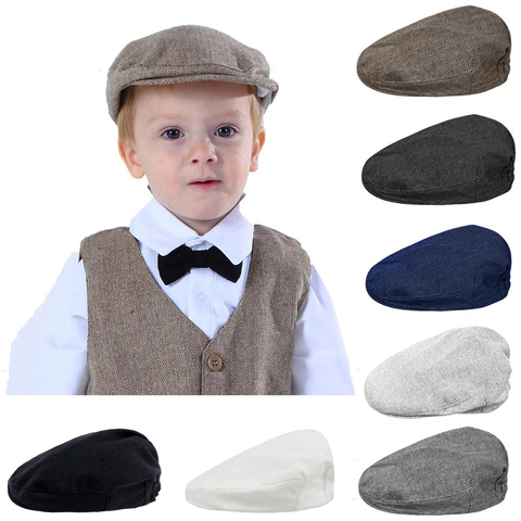 Baby Boys Herringbone Flat Hat Kids Child Elastic Berets Hats Children Party Cap Infant Hat Toddler Lid Vintage Driver Caps ► Photo 1/6