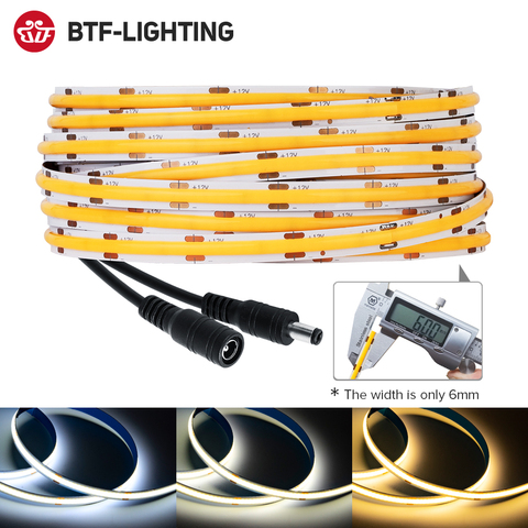 FCOB Led Lights 6mm PCB 420 432 LEDs High Density FOB COB RA90 Flexible LED Strip Light 3000K to 6000K Linear Dimmable DC12V 24V ► Photo 1/6