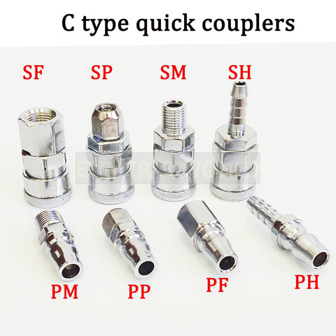 Pneumatic fittings Air Compressor Hose Quick Coupler Plug Socket Connector SP20,PP20,SM20,PM20,SH20,PH20,SF20,PF20. ► Photo 1/6