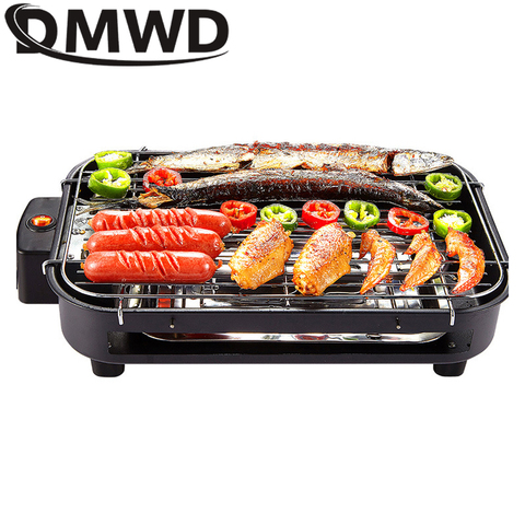 DMWD Multifunctional Electric Griddle Smokeless BBQ Grill Durable Baking Pan Grill Skewers Household Machine Barbecue Grill EU ► Photo 1/6
