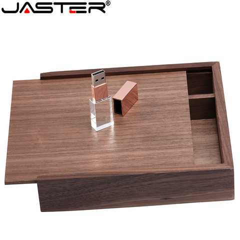 JASTER 1PCS FREE LOGO walnut Photo Unique Album Wood usb+Box Memory stick Pendrive 64GB Photography Wedding Studio 170*170*35mm ► Photo 1/6