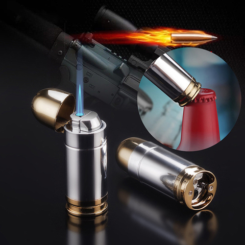 Novelty Refillable Bullets Lighter Creative Sturmfeuerzeug Torch Portatil New Spray Gun Jet Flame Gas Butane Isqueiro Opener ► Photo 1/6